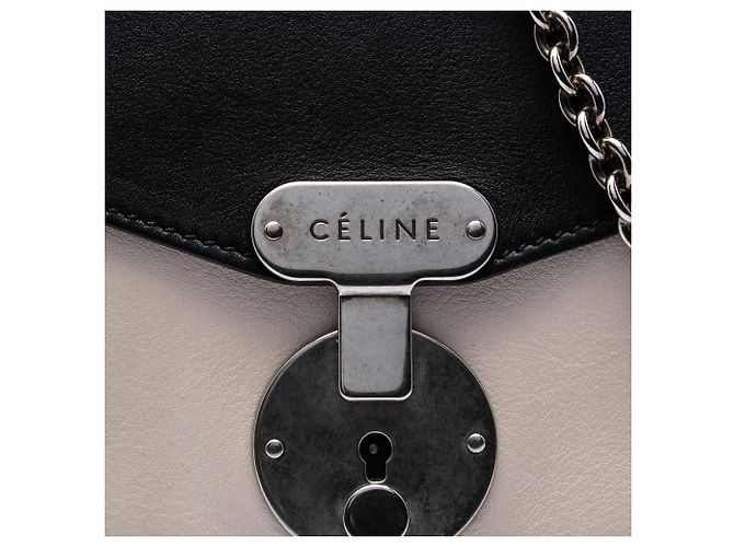 Céline Borsa a tracolla bustina con zip in pelle bicolore nera Celine Nero - vista 5