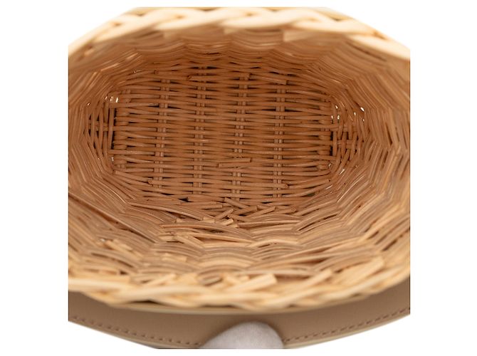 Borsa bucket cesta Sahara in rafia e pelle marrone Dior Beige - vista 4