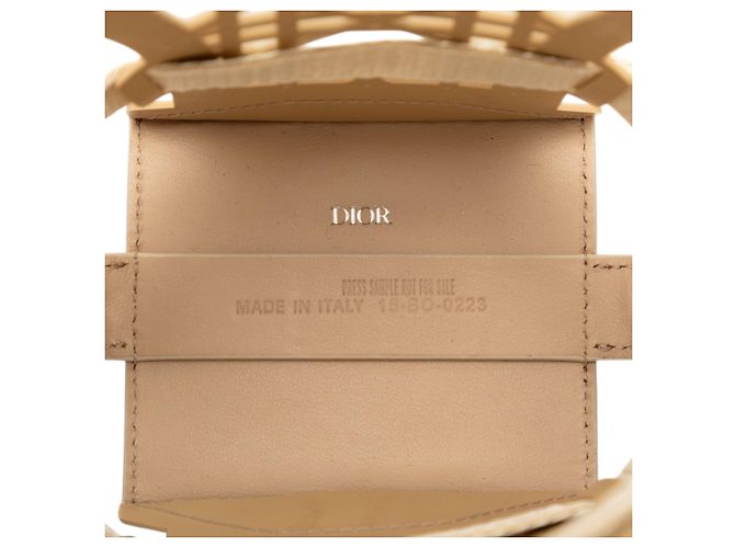 Borsa bucket cesta Sahara in rafia e pelle marrone Dior Beige - vista 5