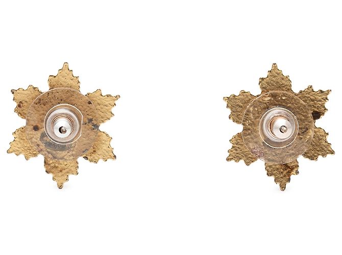 Chanel Snowflake Email Ohrstecker Gold Plated Gold CC - Ansicht 2