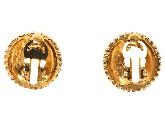 Orecchini Chanel Gold CC placcati oro tondi con clip D'oro - vista 2