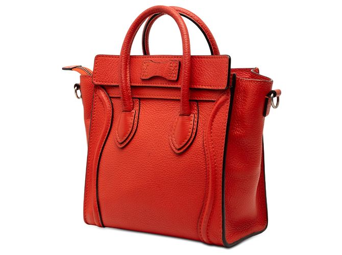 Céline Borsa Celine Orange Nano Leather Luggage Tote Rosso Arancione - vista 2