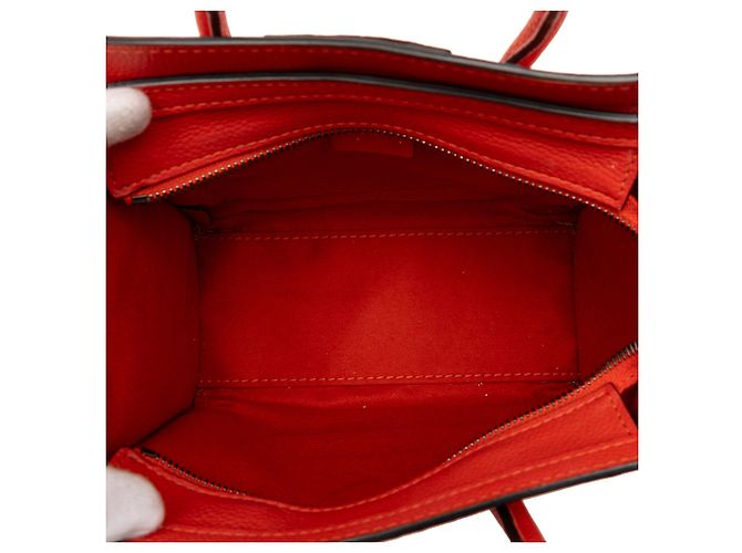 Céline Borsa Celine Orange Nano Leather Luggage Tote Rosso Arancione - vista 4