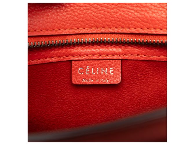 Céline Borsa Celine Orange Nano Leather Luggage Tote Rosso Arancione - vista 5