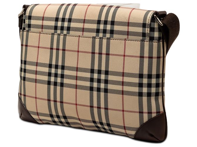 Borsa a tracolla Burberry Beige House Check in tela con patta - vista 2
