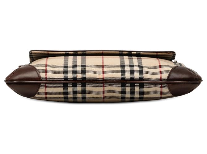 Borsa a tracolla Burberry Beige House Check in tela con patta - vista 3