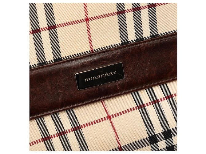 Borsa a tracolla Burberry Beige House Check in tela con patta - vista 5