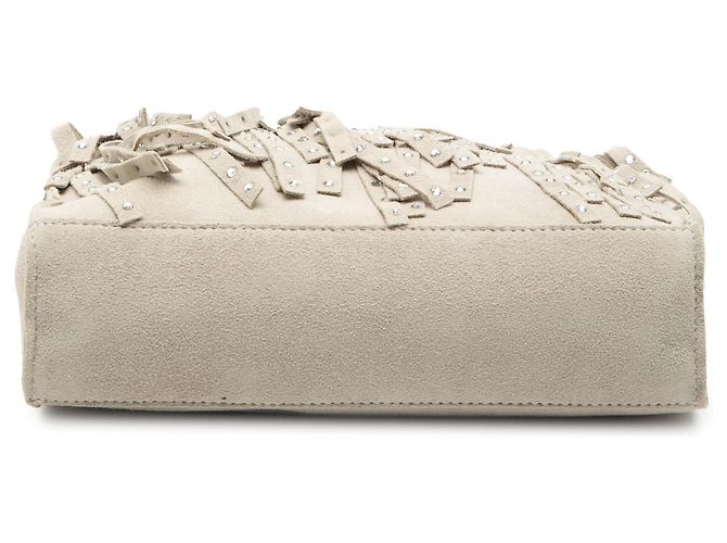Tote Chanel Mini in scamosciato marrone con borchie e frange Beige - vista 3