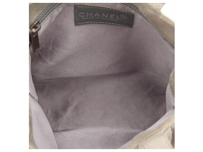 Tote Chanel Mini in scamosciato marrone con borchie e frange Beige - vista 4
