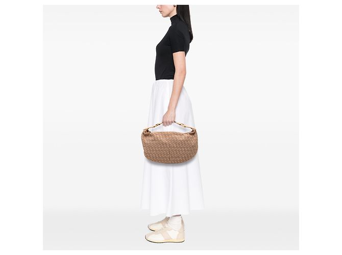Fendi Borsa Hobo in tela Zucchino beige - vista 8