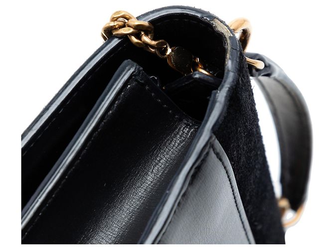 Borsa a mano Monogram Sunset in scamosciato e pelle di vitello nera Medium di Saint Laurent Nero - vista 4
