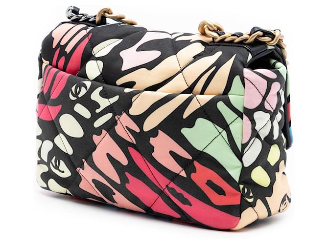 Chanel Black Medium Printed Canvas 19 Flap Nero - vista 2