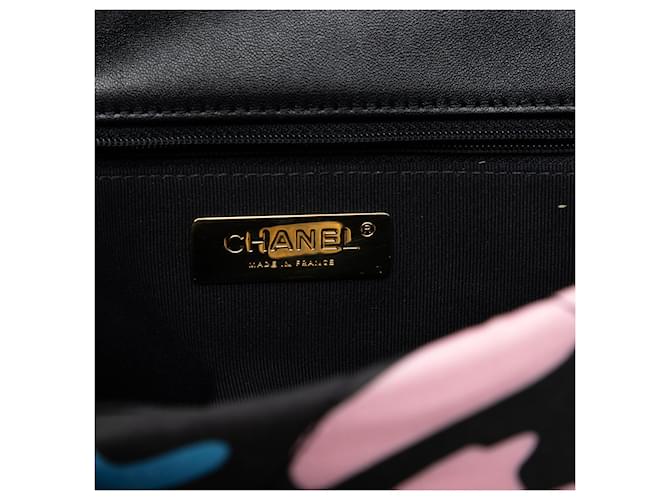 Chanel Black Medium Printed Canvas 19 Flap Nero - vista 5