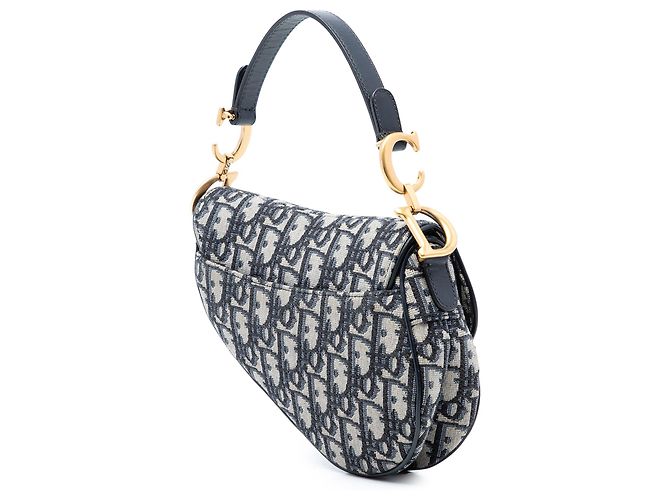 Borsa Saddle in tela Oblique blu mini Dior Blu navy - vista 2