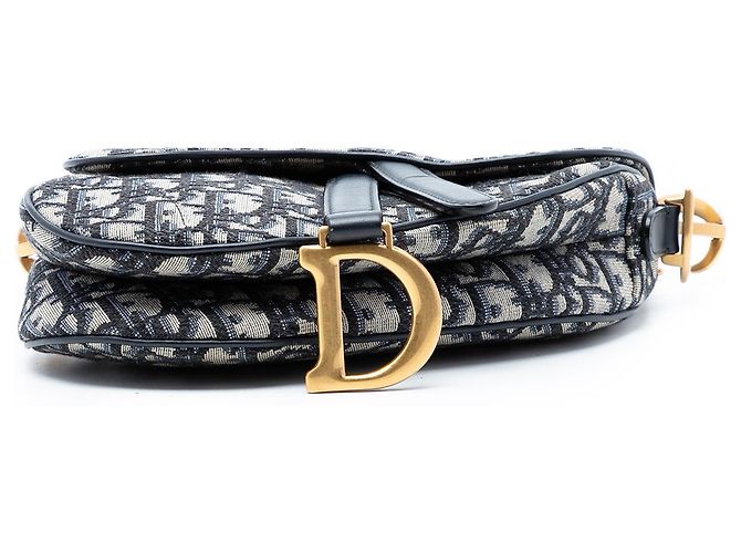 Borsa Saddle in tela Oblique blu mini Dior Blu navy - vista 3