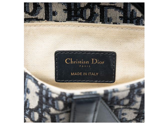 Borsa Saddle in tela Oblique blu mini Dior Blu navy - vista 6
