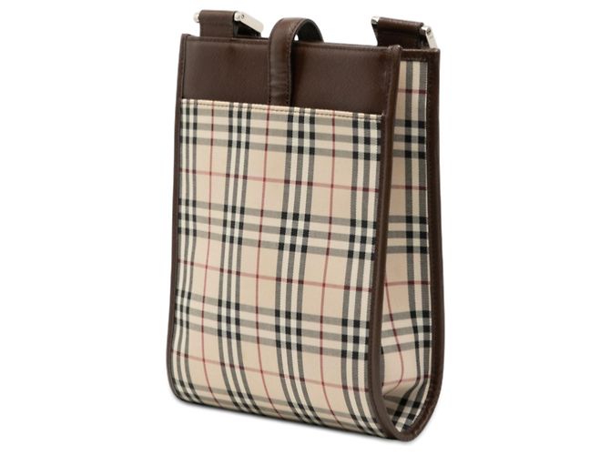 Borsa a tracolla in tela Burberry Beige House Check - vista 2