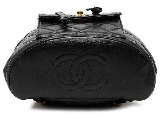 Mochila Chanel Duma de piel de cordero acolchada negra tamaño Medium Negro - vista 3