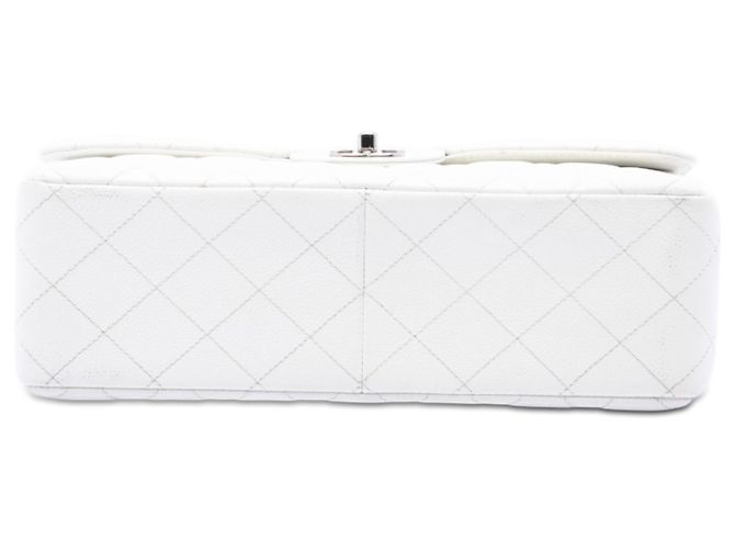 Chanel White Jumbo Classic Caviar Double Flap Bianco - vista 3