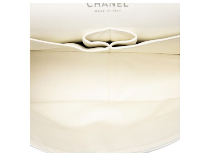 Chanel White Jumbo Classic Caviar Double Flap Bianco - vista 4