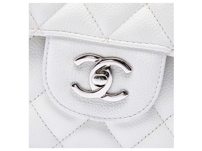 Chanel White Jumbo Classic Caviar Double Flap Bianco - vista 6