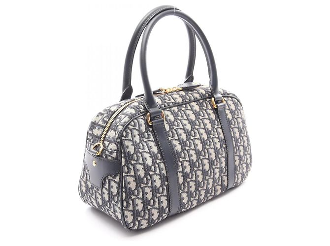 Borsa bowling Christian Dior Dior D-vibe Beige Blu navy - vista 2