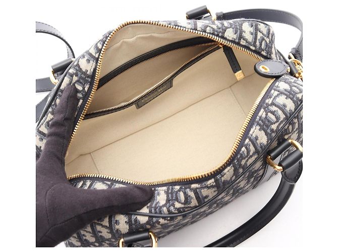 Borsa bowling Christian Dior Dior D-vibe Beige Blu navy - vista 3