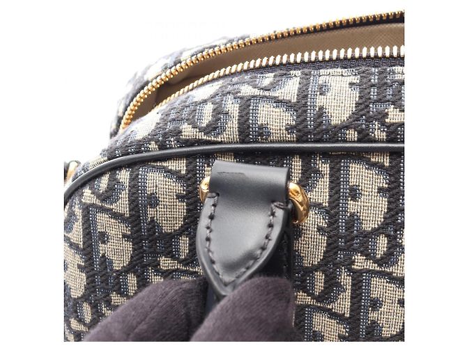 Borsa bowling Christian Dior Dior D-vibe Beige Blu navy - vista 6