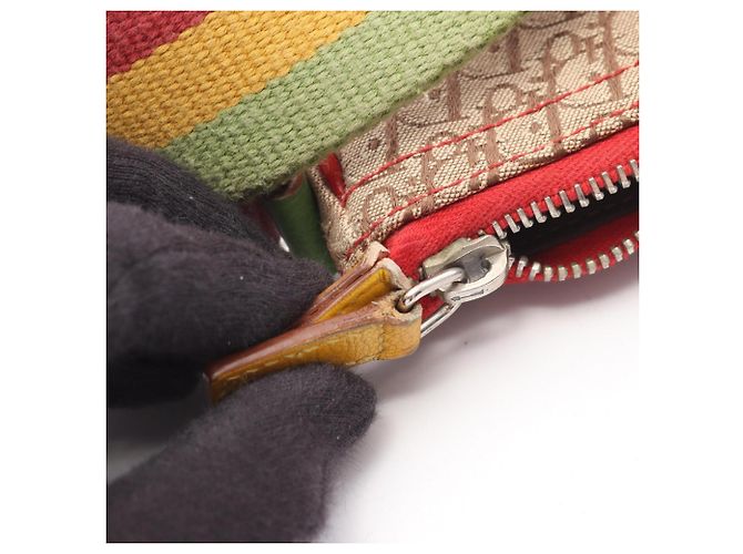 Borsa a tracolla Christian Dior Rasta Trotter Saddle Pocket Multicolore Beige - vista 9