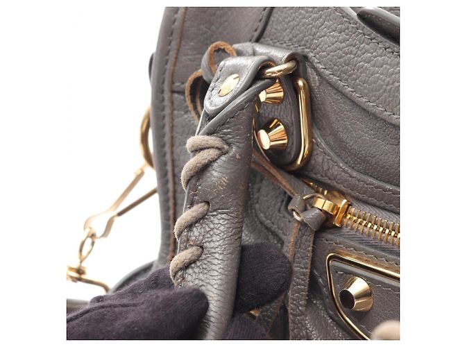 Borsa a 2 vie Balenciaga Classic Metallic Edge Mini City Marrone Metallico - vista 7