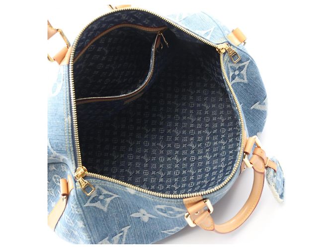 Keepall Borsa Boston Monogram Denim Louis Vuitton Blu - vista 3
