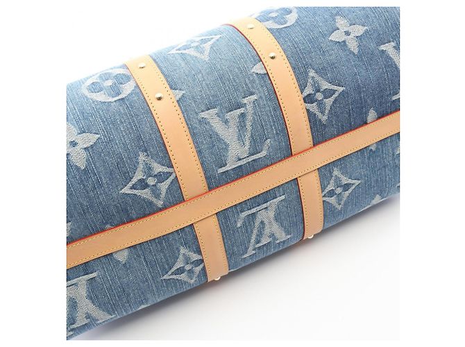 Keepall Borsa Boston Monogram Denim Louis Vuitton Blu - vista 5