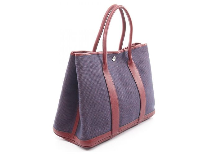 Hermès Borsa Tote Hermes Garden Party PM Bordò Blu navy - vista 2