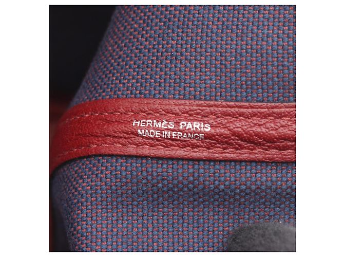 Hermès Borsa Tote Hermes Garden Party PM Bordò Blu navy - vista 4