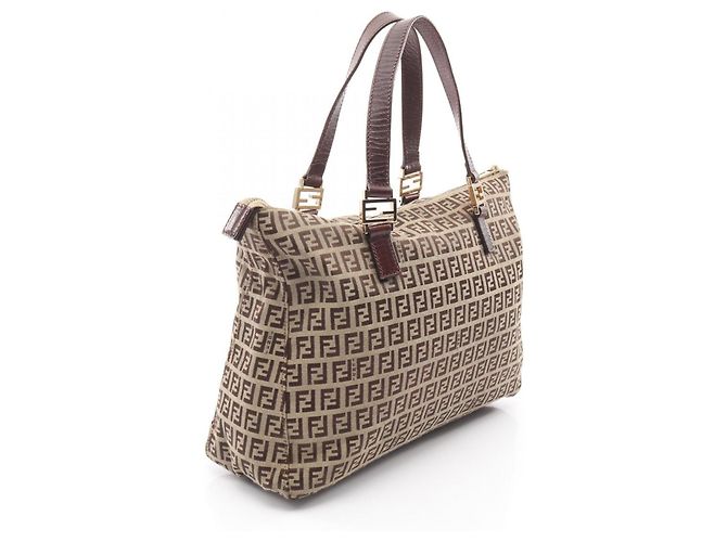 Fendi Zucchino Tote Bag Braun Beige - Ansicht 2