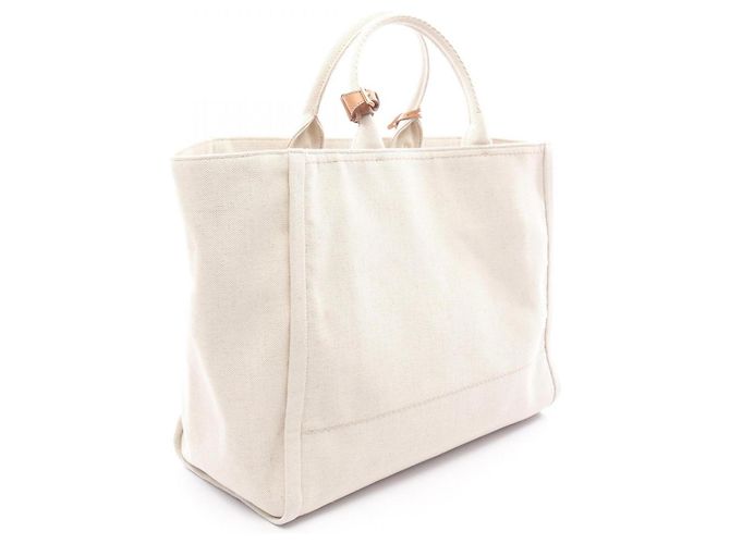 Borsa Tote Prada Jardinière in misto lino Marrone Crudo - vista 2
