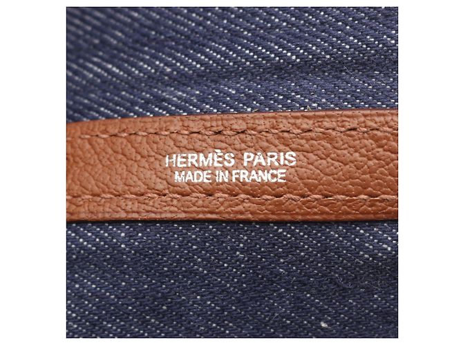 Hermès Borsa Tote Hermes Garden Party PM Marrone Blu navy - vista 4