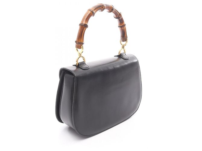 Borsa Gucci Bamboo in pelle nera Nero - vista 2