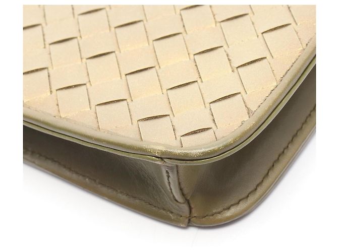 Borsa a Spalla Bottega Veneta Intrecciato D'oro Cachi - vista 8