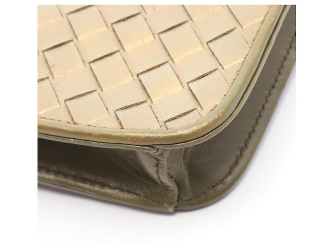 Borsa a Spalla Bottega Veneta Intrecciato D'oro Cachi - vista 9