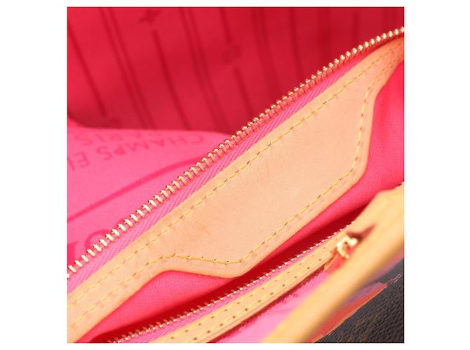 Borsa Tote Louis Vuitton Neverfull MM Monogram Rose Marrone Rosa Multicolore - vista 9