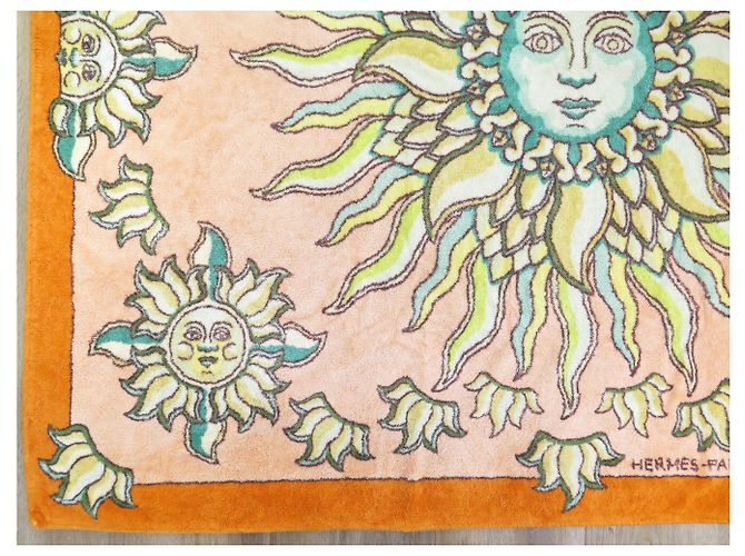 Hermès ASCENDMANO DA MARE HERMES SOLEIL 140 x 170CM ASCIUGAMANO IN COTONE Arancione - vista 3
