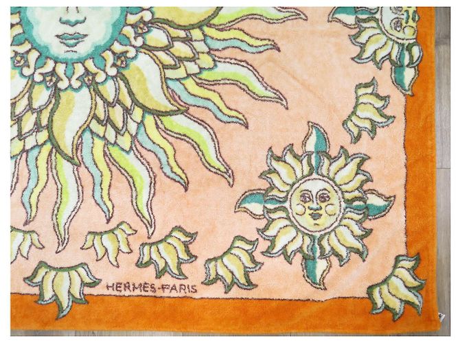 Hermès ASCENDMANO DA MARE HERMES SOLEIL 140 x 170CM ASCIUGAMANO IN COTONE Arancione - vista 4