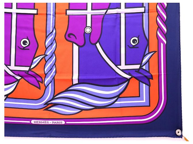 Hermès NUOVO FULLETTO HERMES QUADRIGE PIERRE PERON CARRÉ 90 SETA MULTICOLORE - vista 4