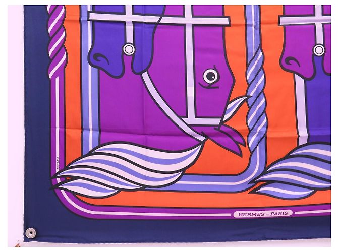 Hermès NUOVO FULLETTO HERMES QUADRIGE PIERRE PERON CARRÉ 90 SETA MULTICOLORE - vista 5