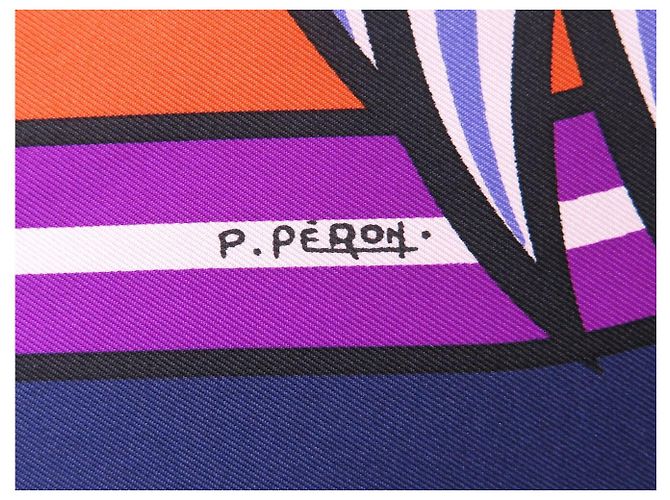 Hermès NUOVO FULLETTO HERMES QUADRIGE PIERRE PERON CARRÉ 90 SETA MULTICOLORE - vista 7