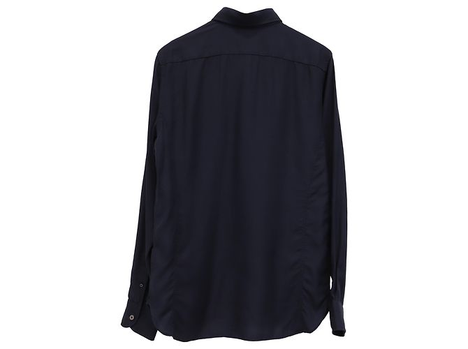 Camicia Tom Ford con bottoni in lyocell blu navy - vista 3