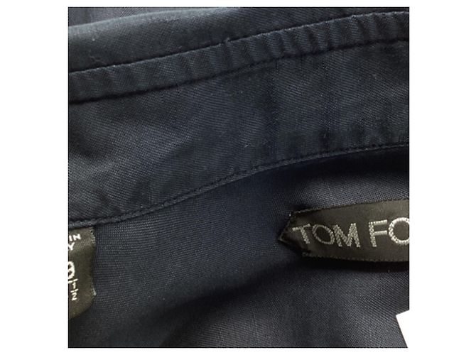 Camicia Tom Ford con bottoni in lyocell blu navy - vista 4