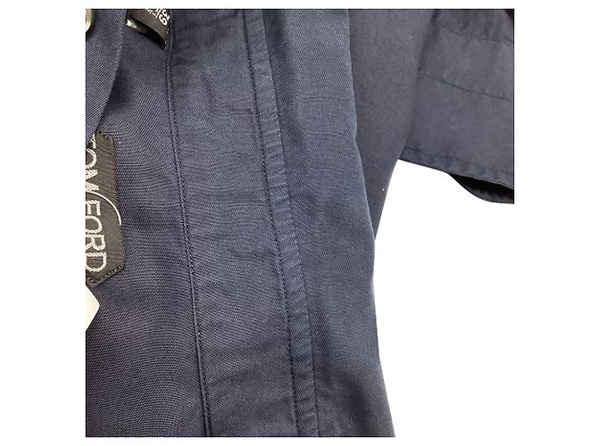 Camicia Tom Ford con bottoni in lyocell blu navy - vista 6