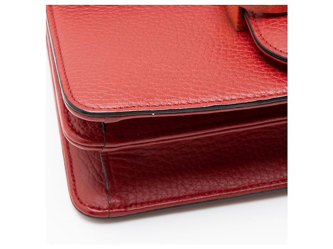Bolsa de ombro Gucci em couro de bezerro granulado com G entrelaçado Vermelho - vista 10